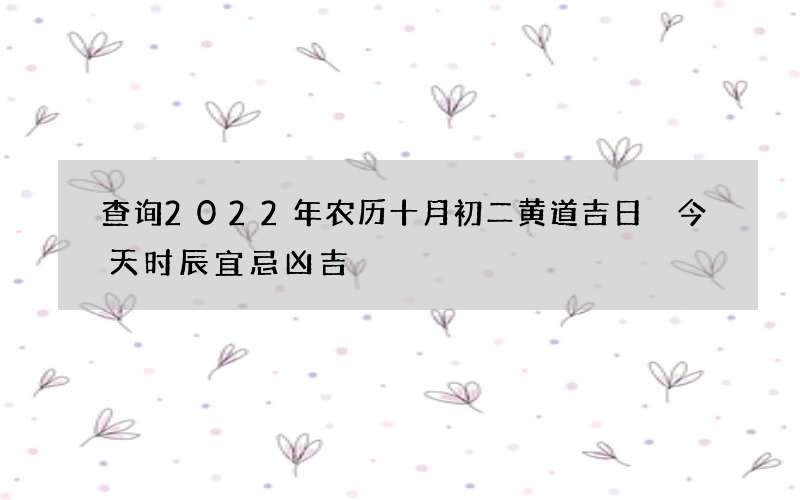 查询2022年农历十月初二黄道吉日 今天时辰宜忌凶吉